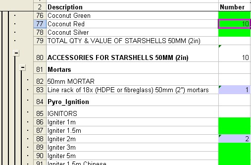 10 starshells selected. 